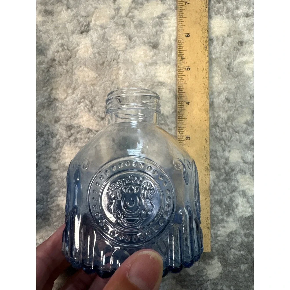 Blue Ombre Ribbed and Embossed Glass Decorative Bottle Set of 2